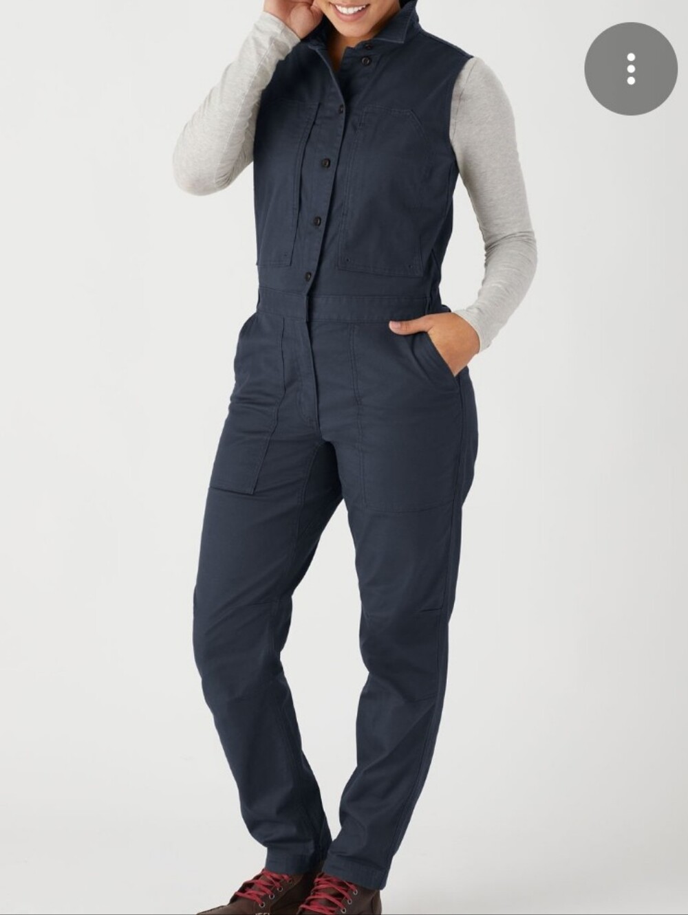 Duluth Trading Co Black Sleeveless Utility Jumpsuit coverall overall POCKETS